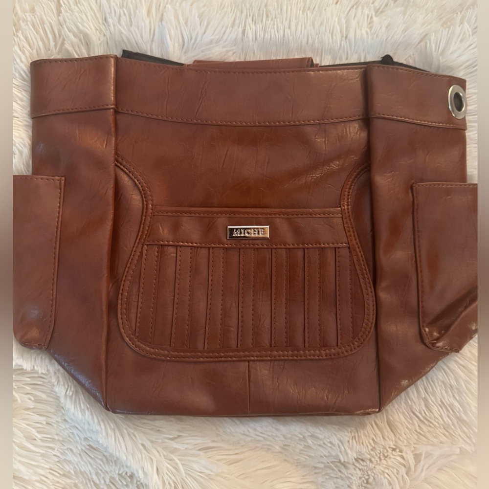 Miche Dawn Shell Bag camel color faux leather